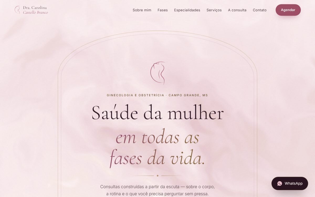Página inicial do site da Dra. Carolina Castello Branco